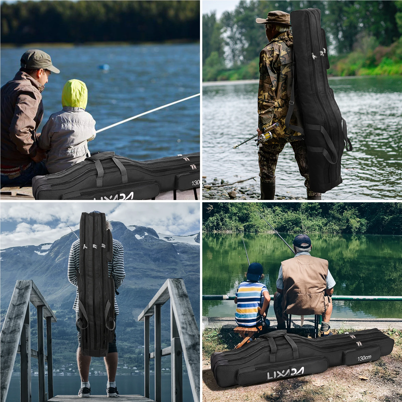 130cm/150cm Three Layers Fishing Bag Portable Folding Fishing Rod Reel Tackle Tool Carry Case Carrier Travel Bag