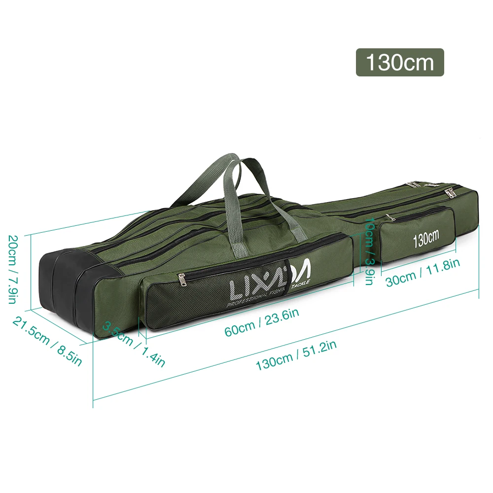 130cm/150cm Three Layers Fishing Bag Portable Folding Fishing Rod Reel Tackle Tool Carry Case Carrier Travel Bag