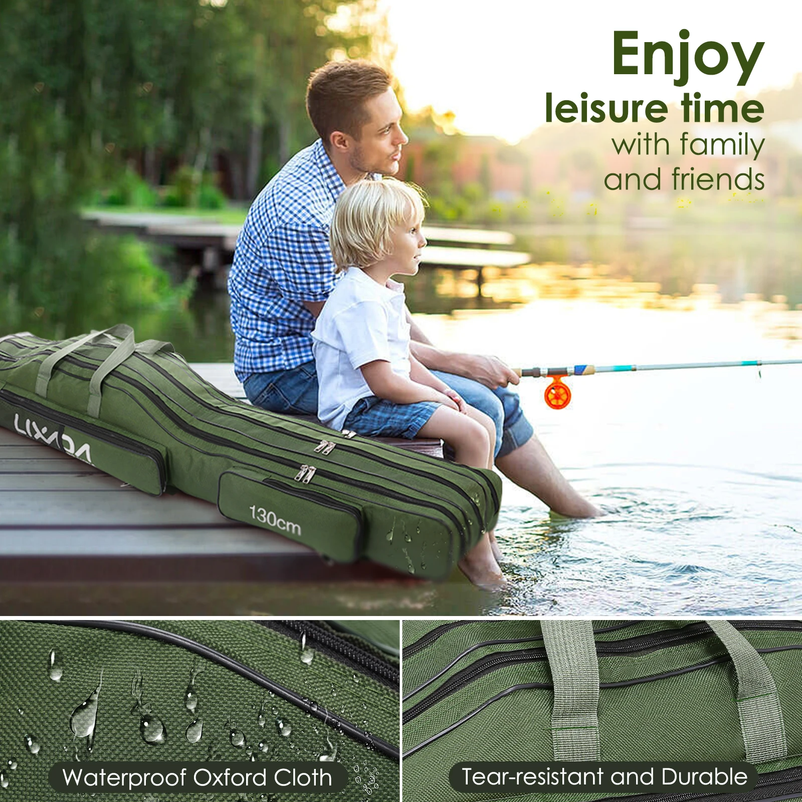 130cm/150cm Three Layers Fishing Bag Portable Folding Fishing Rod Reel Tackle Tool Carry Case Carrier Travel Bag