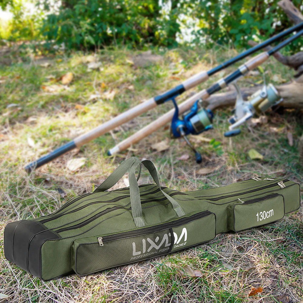 130cm/150cm Three Layers Fishing Bag Portable Folding Fishing Rod Reel Tackle Tool Carry Case Carrier Travel Bag