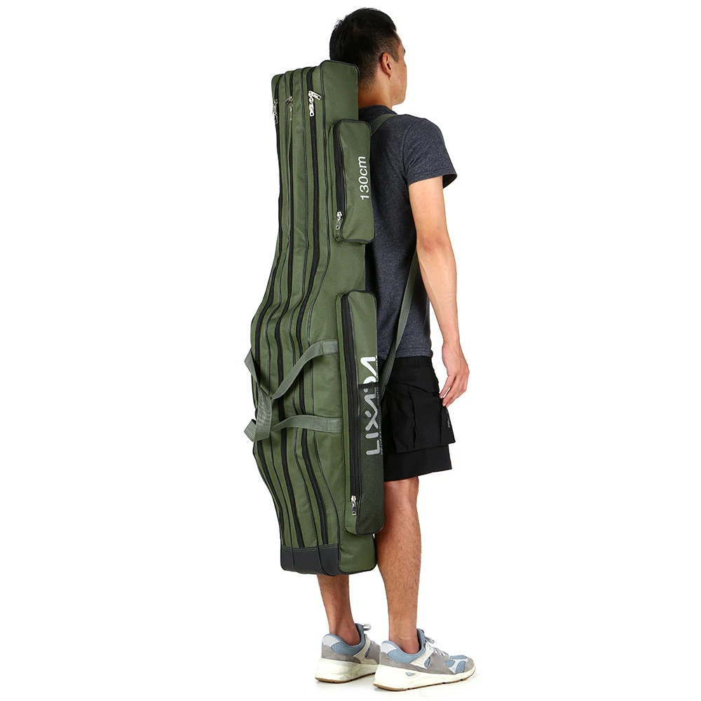 130cm/150cm Three Layers Fishing Bag Portable Folding Fishing Rod Reel Tackle Tool Carry Case Carrier Travel Bag