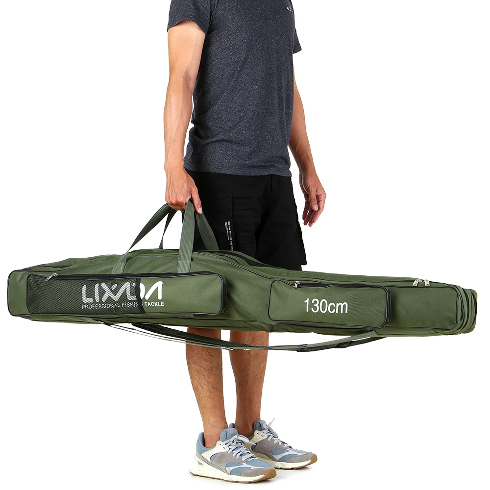 130cm/150cm Three Layers Fishing Bag Portable Folding Fishing Rod Reel Tackle Tool Carry Case Carrier Travel Bag