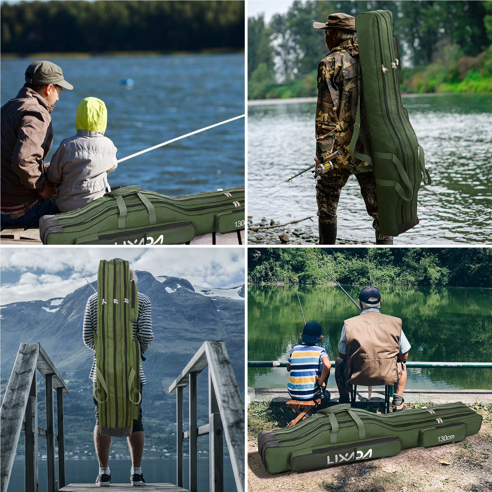 130cm/150cm Three Layers Fishing Bag Portable Folding Fishing Rod Reel Tackle Tool Carry Case Carrier Travel Bag