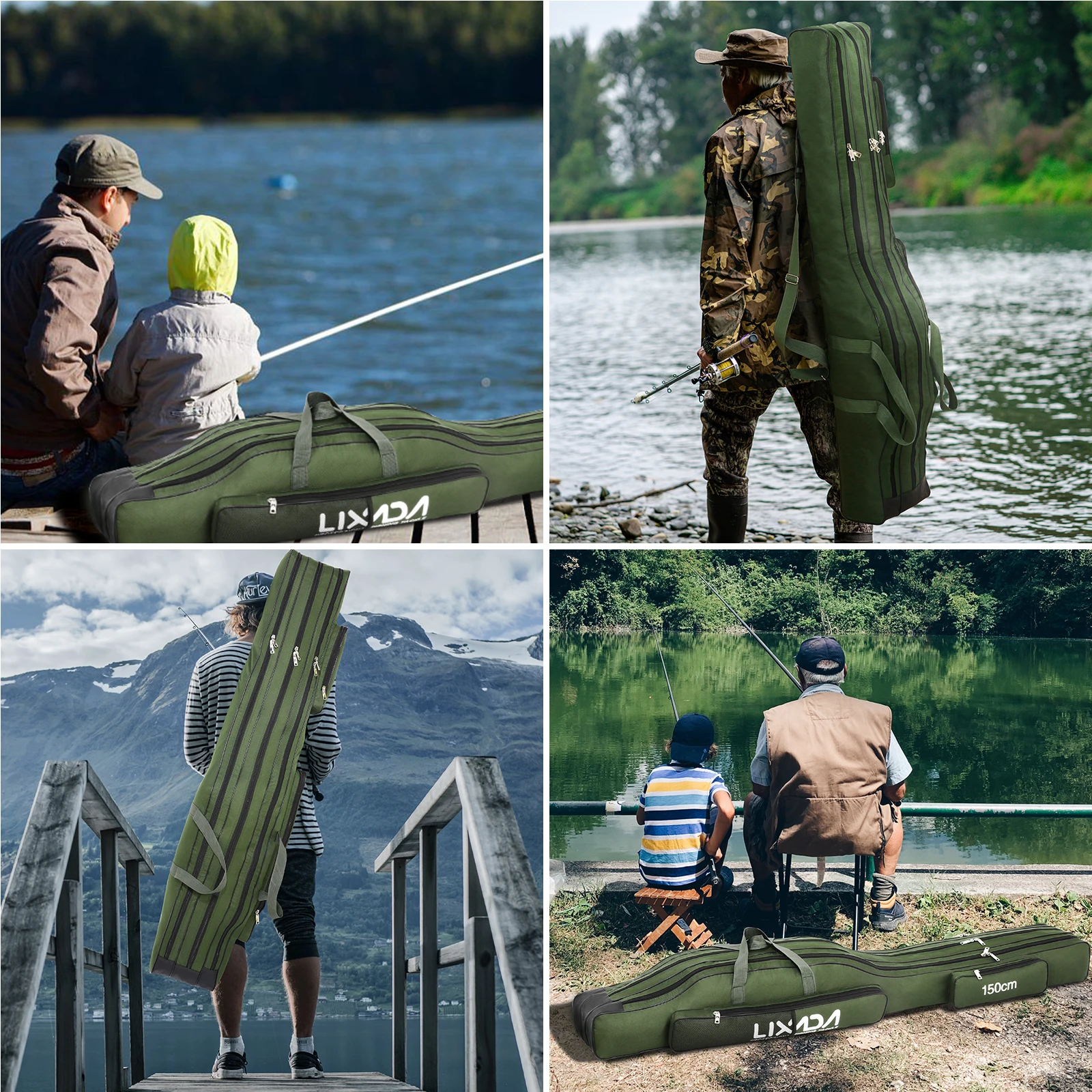 130cm/150cm Three Layers Fishing Bag Portable Folding Fishing Rod Reel Tackle Tool Carry Case Carrier Travel Bag
