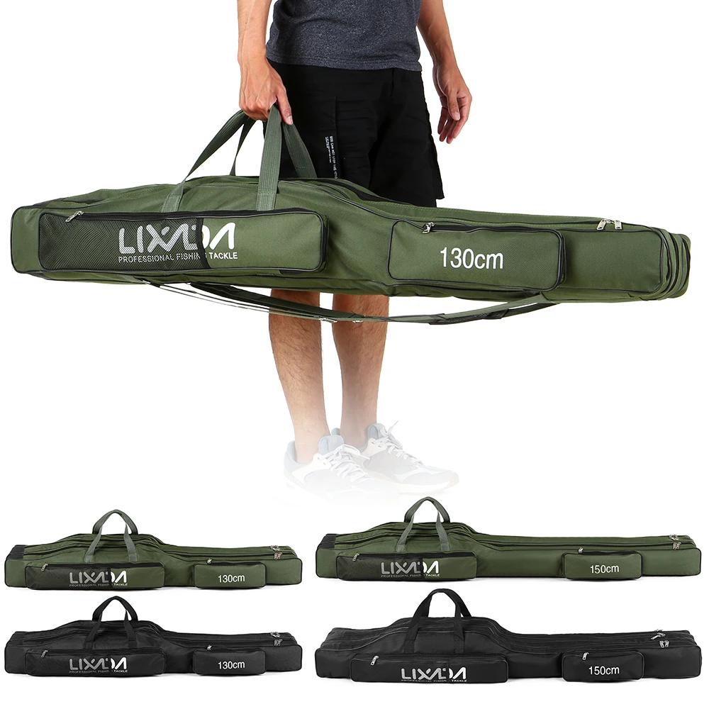 130cm/150cm Three Layers Fishing Bag Portable Folding Fishing Rod Reel Tackle Tool Carry Case Carrier Travel Bag