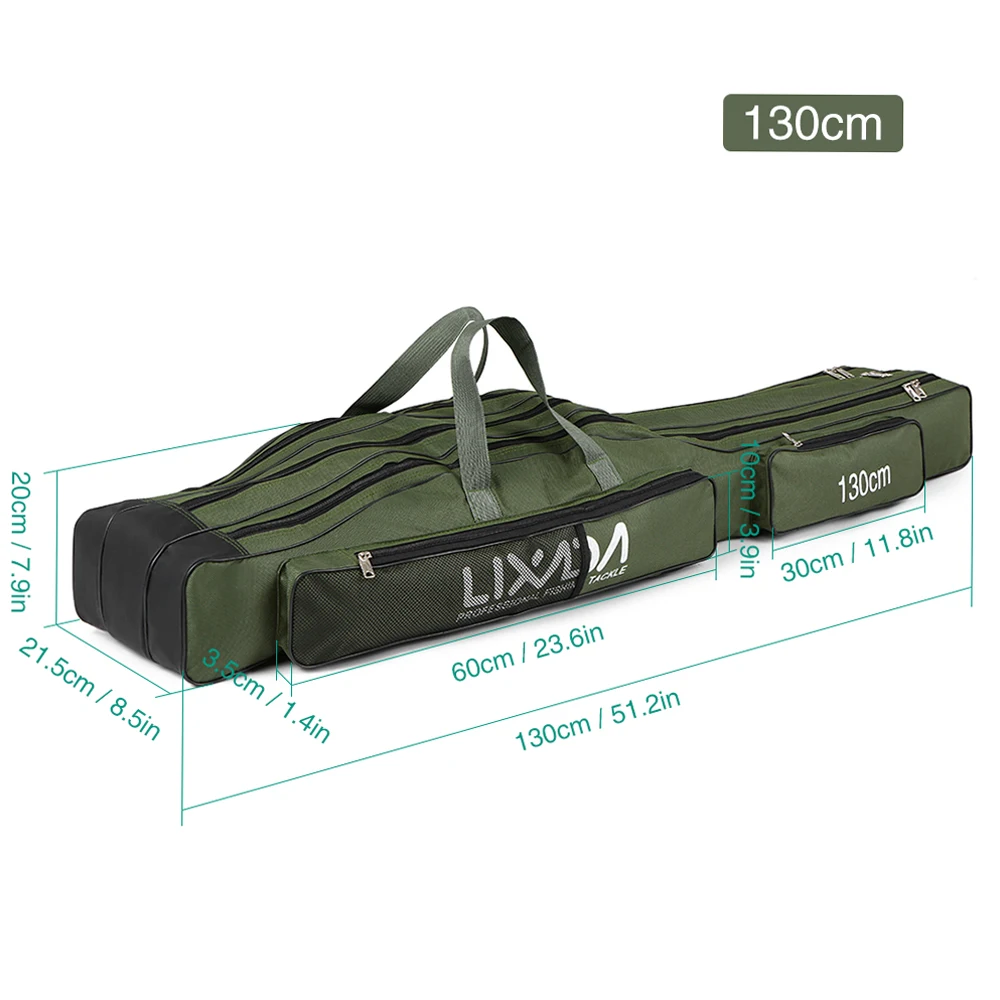 130cm/150cm Three Layers Fishing Bag Portable Folding Fishing Rod Reel Tackle Tool Carry Case Carrier Travel Bag