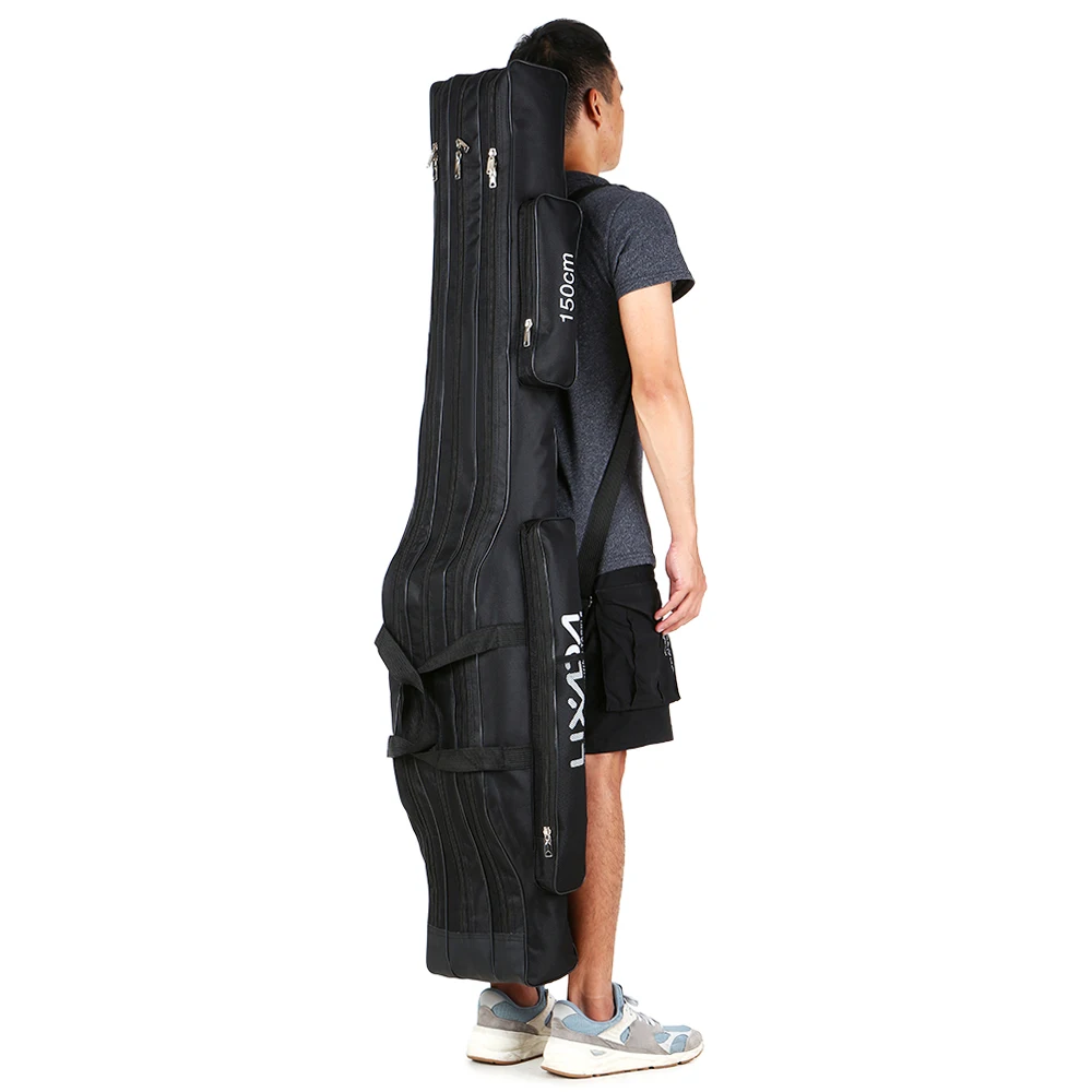 130cm/150cm Three Layers Fishing Bag Portable Folding Fishing Rod Reel Tackle Tool Carry Case Carrier Travel Bag