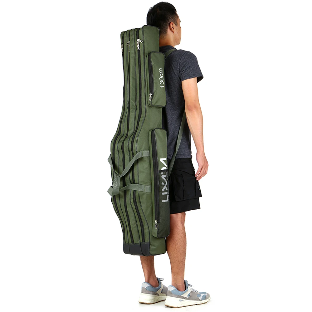130cm/150cm Three Layers Fishing Bag Portable Folding Fishing Rod Reel Tackle Tool Carry Case Carrier Travel Bag