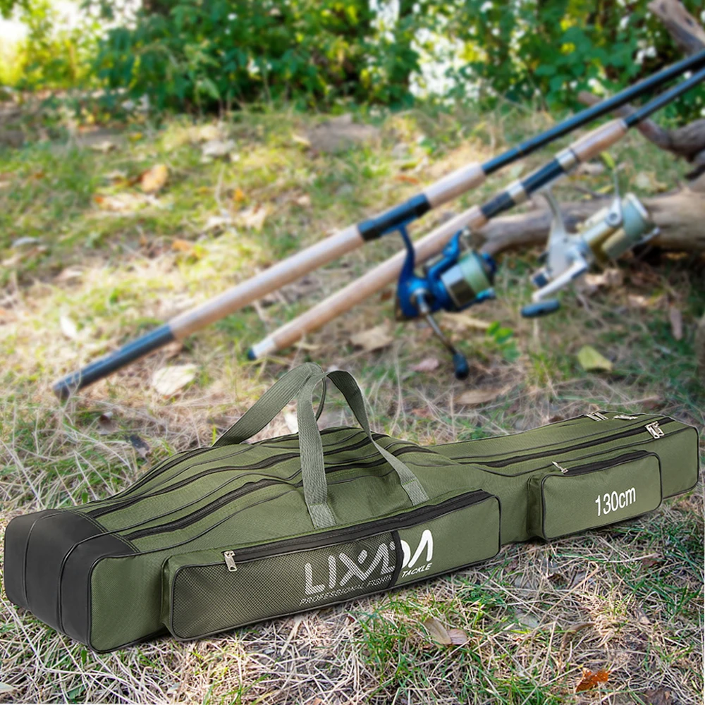 130cm/150cm Three Layers Fishing Bag Portable Folding Fishing Rod Reel Tackle Tool Carry Case Carrier Travel Bag