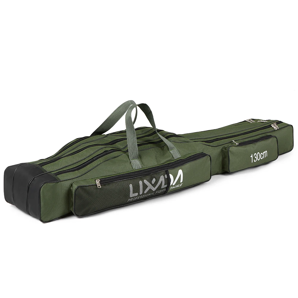 130cm/150cm Three Layers Fishing Bag Portable Folding Fishing Rod Reel Tackle Tool Carry Case Carrier Travel Bag