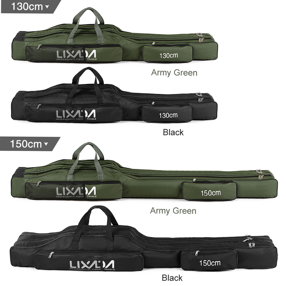 130cm/150cm Three Layers Fishing Bag Portable Folding Fishing Rod Reel Tackle Tool Carry Case Carrier Travel Bag
