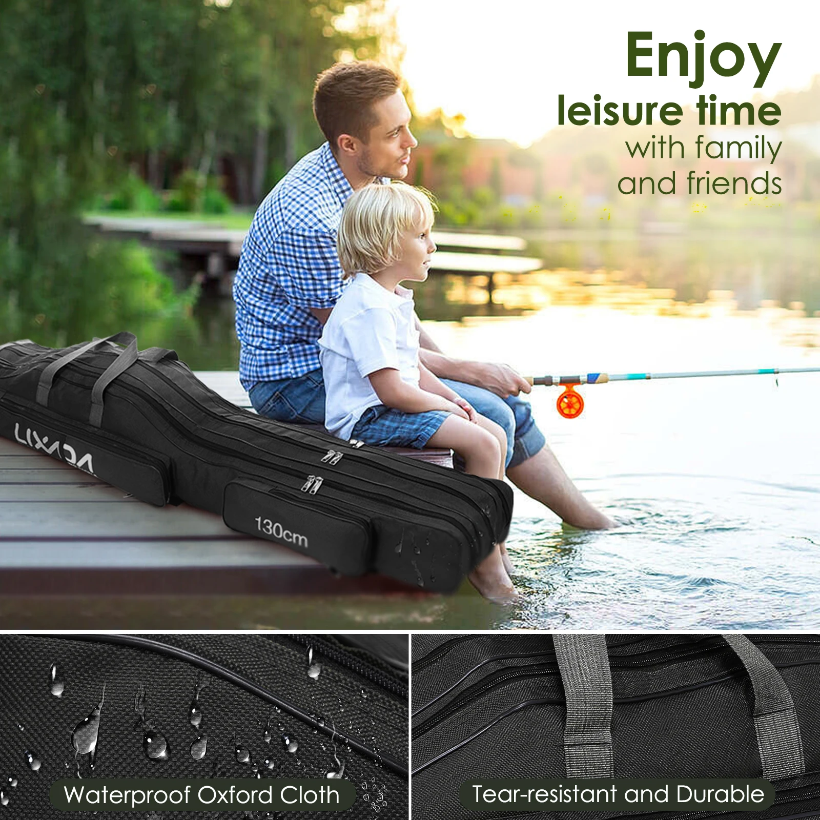 130cm/150cm Three Layers Fishing Bag Portable Folding Fishing Rod Reel Tackle Tool Carry Case Carrier Travel Bag