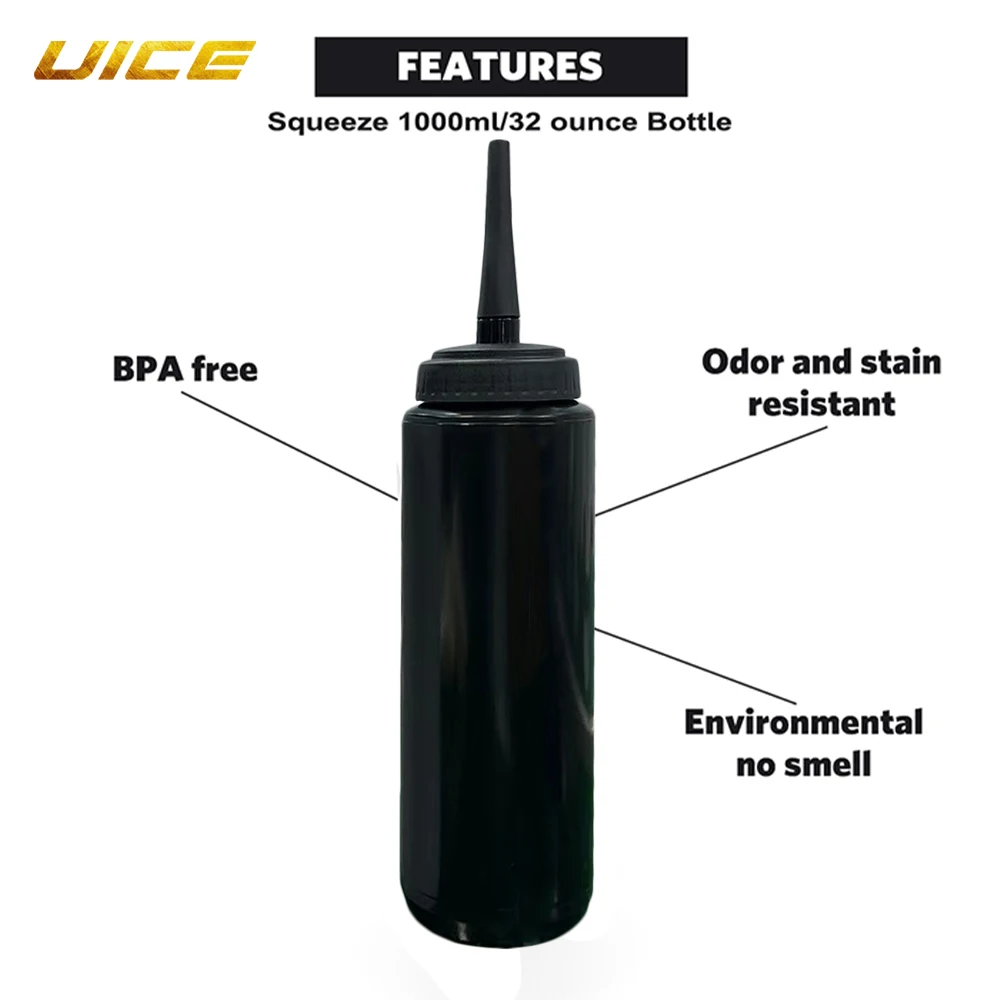 Ice Hockey Bottle Bucket 10pcs Hockey Water Bottle 1000ml Team Sports Bottle BPA Free For Ice Hockey Lacrosse Football Equipment