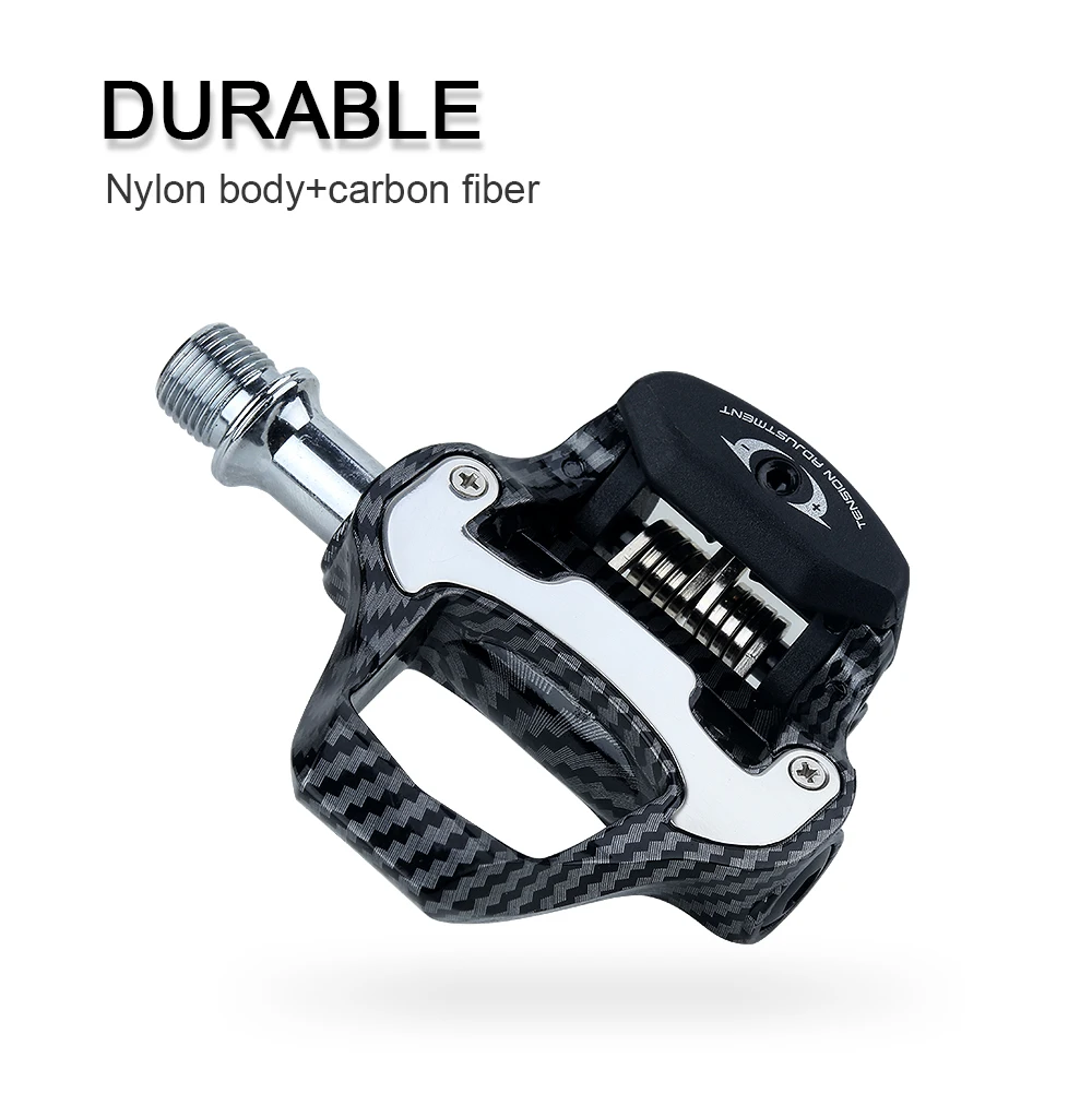 RACEWORK Ultra Light Road Bike Pedal Carbon Fiber Self-Locking For Shimano SPD Compatible Bike Professional Pedals with Bearings