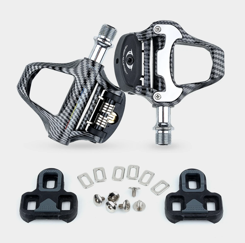 RACEWORK Ultra Light Road Bike Pedal Carbon Fiber Self-Locking For Shimano SPD Compatible Bike Professional Pedals with Bearings