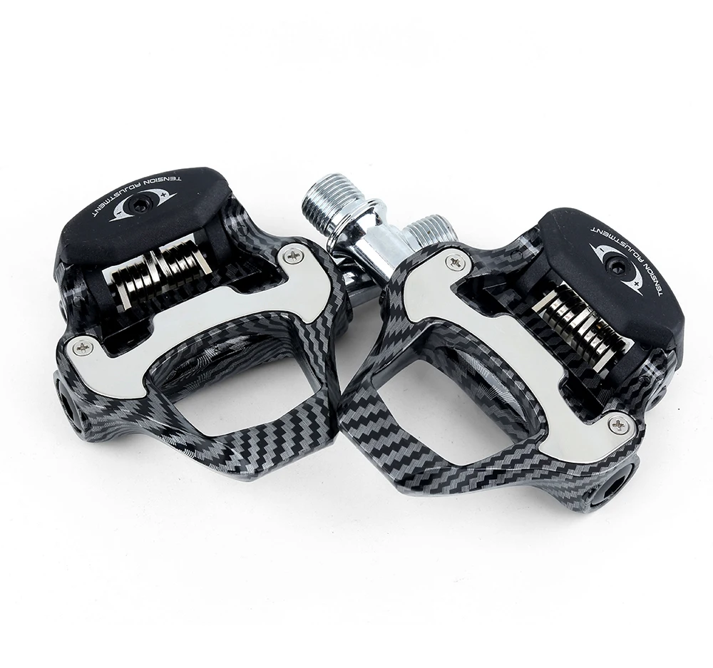 RACEWORK Ultra Light Road Bike Pedal Carbon Fiber Self-Locking For Shimano SPD Compatible Bike Professional Pedals with Bearings
