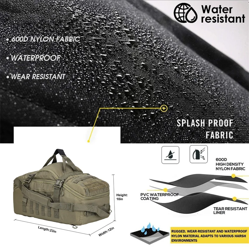 LQARMY 30L 45L 80L Men Sport Gym Bag Tactical Waterproof Backpack Sports Travel Bags Molle Camping Backpacks