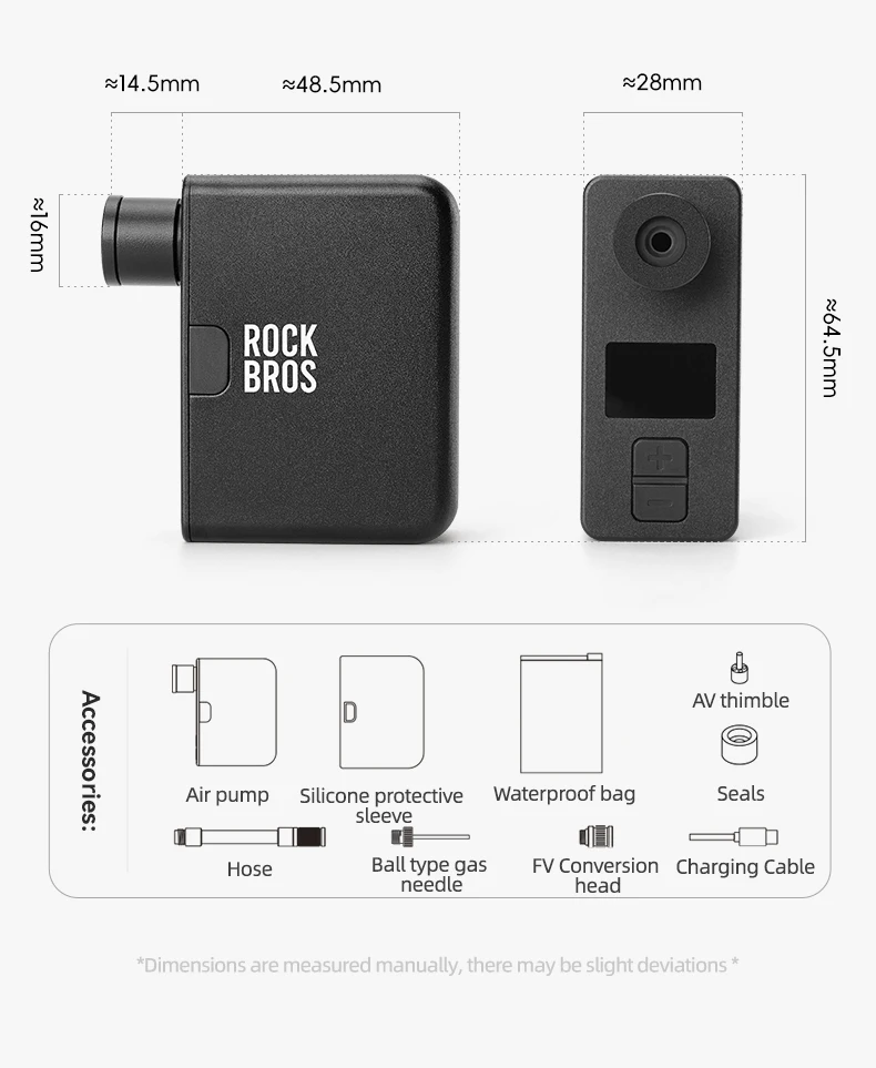 ROCKBROS Bike Pump Portable Mini Electric Air Pump Handheld 120PSI Rechargeable Tire Inflator Car Bike Motorcycle Bicycle Pump