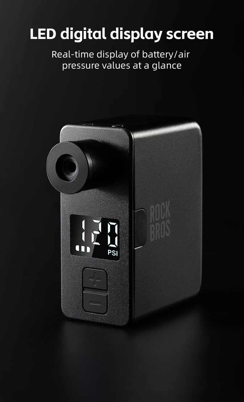 ROCKBROS Bike Pump Portable Mini Electric Air Pump Handheld 120PSI Rechargeable Tire Inflator Car Bike Motorcycle Bicycle Pump