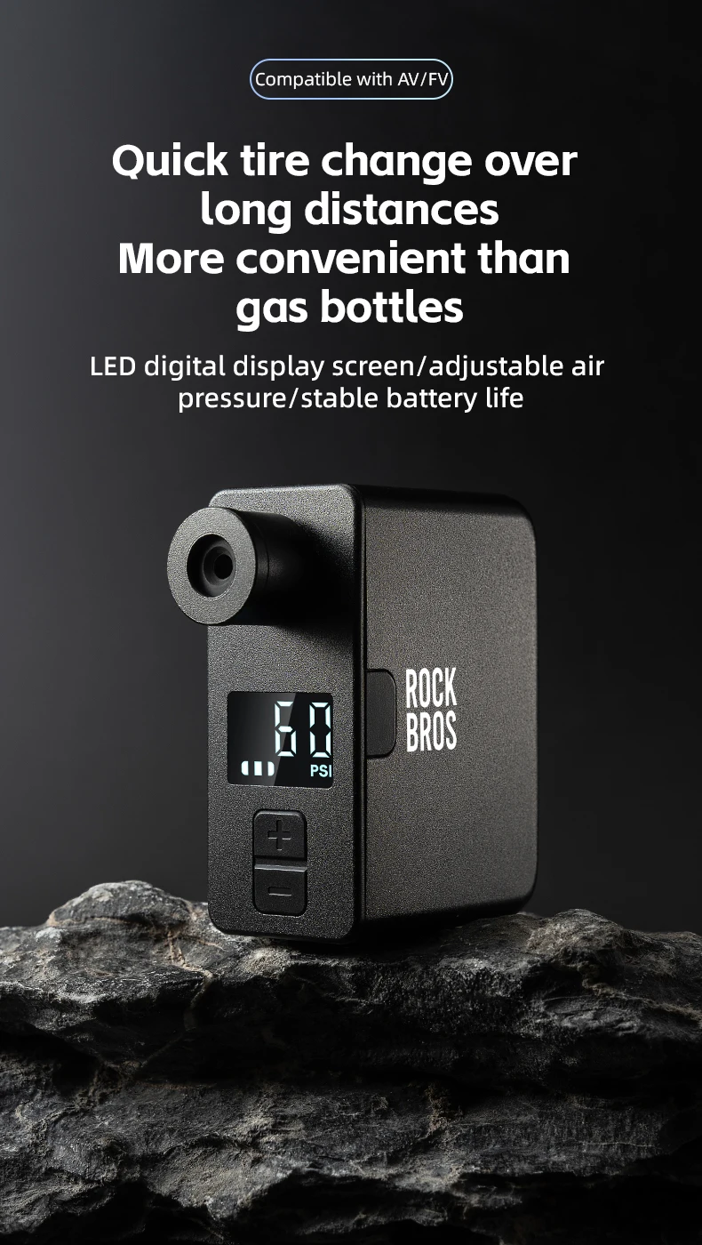 ROCKBROS Bike Pump Portable Mini Electric Air Pump Handheld 120PSI Rechargeable Tire Inflator Car Bike Motorcycle Bicycle Pump