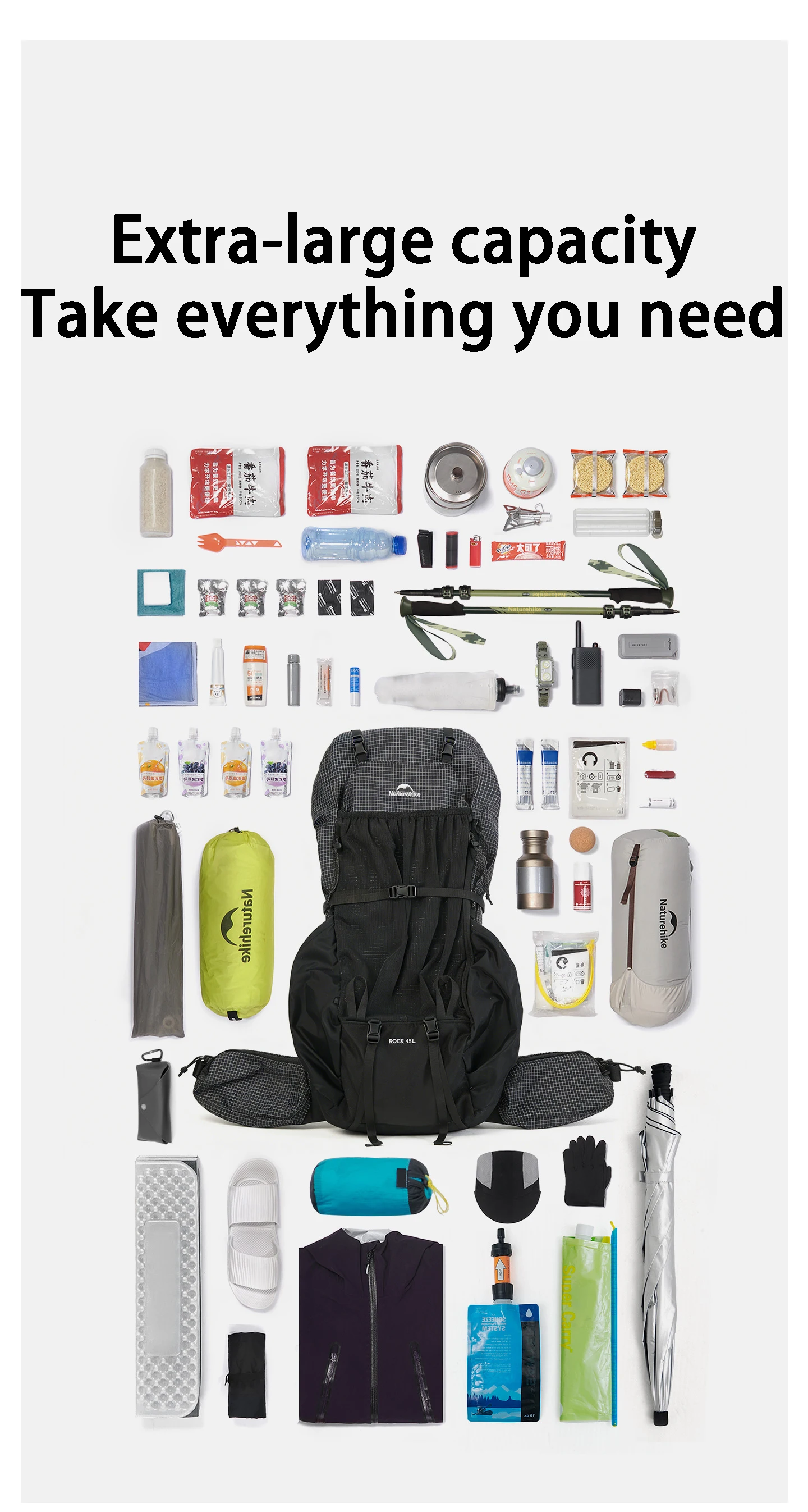 Naturehike Rock 2.0 Hiking Backpack 30L/45L/60L Camping Rucksack Outdoor Travel Trekking Specialised Shoulder Bag Rain Cover