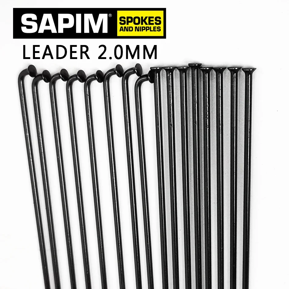 SAPIM 2.0mm Bicycle Spoke Round J-shaped Bend/Straight Pull Head 100-310mm Free Choice Bicycle Spoke Comes with Black Copper Cap