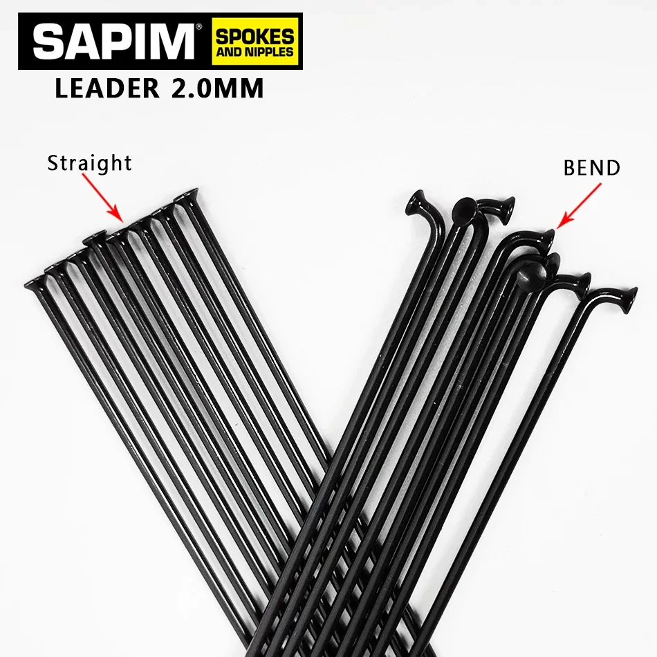 SAPIM 2.0mm Bicycle Spoke Round J-shaped Bend/Straight Pull Head 100-310mm Free Choice Bicycle Spoke Comes with Black Copper Cap
