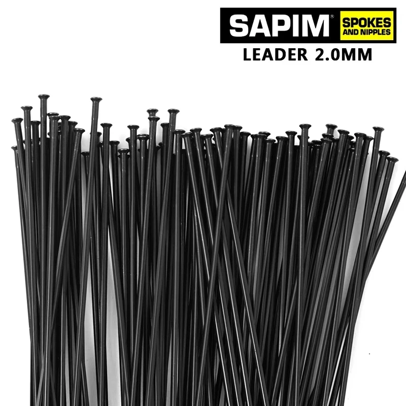 SAPIM 2.0mm Bicycle Spoke Round J-shaped Bend/Straight Pull Head 100-310mm Free Choice Bicycle Spoke Comes with Black Copper Cap