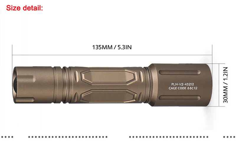 PPT 2024 New Sell PLH V2 Tactical Flashlight Handheld Flashlight Use 18650 Battery PP15-0161