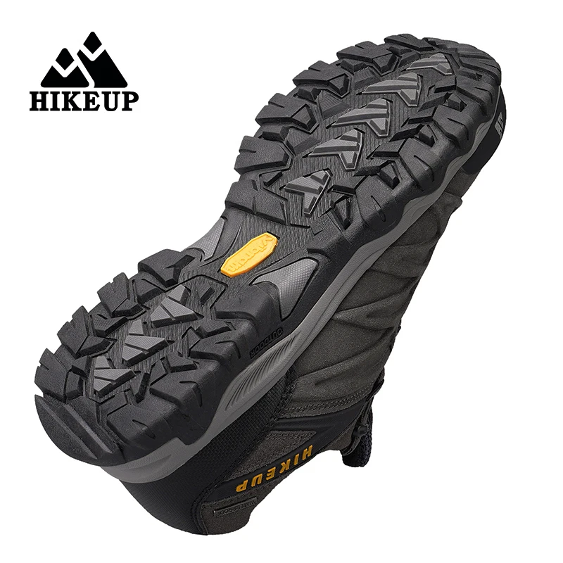 HIKEUP High Quality Leather Hiking Shoes Durable Outdoor Sport Men Trekking Leather Shoes Lace-Up Climbing Hunting Sneakers