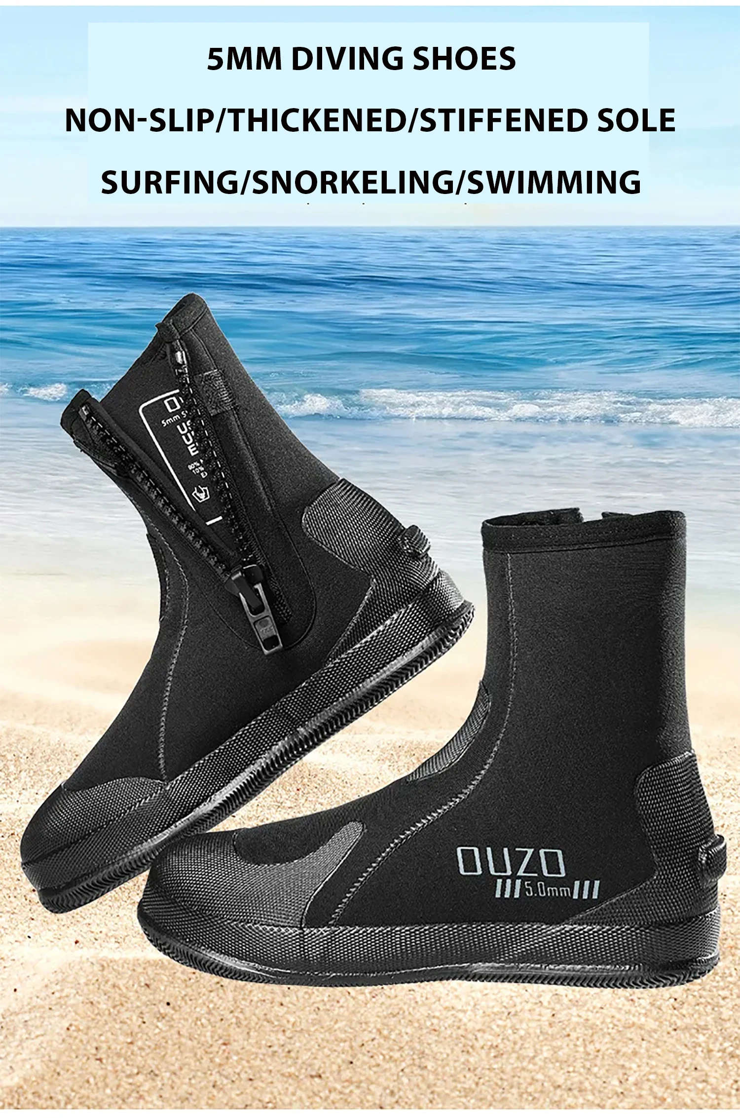 5mm Neoprene Diving Boots Non-Slip Sole Outdoor Sports Water Sports Diving Snorkeling Surfing Swimming Boating Boots