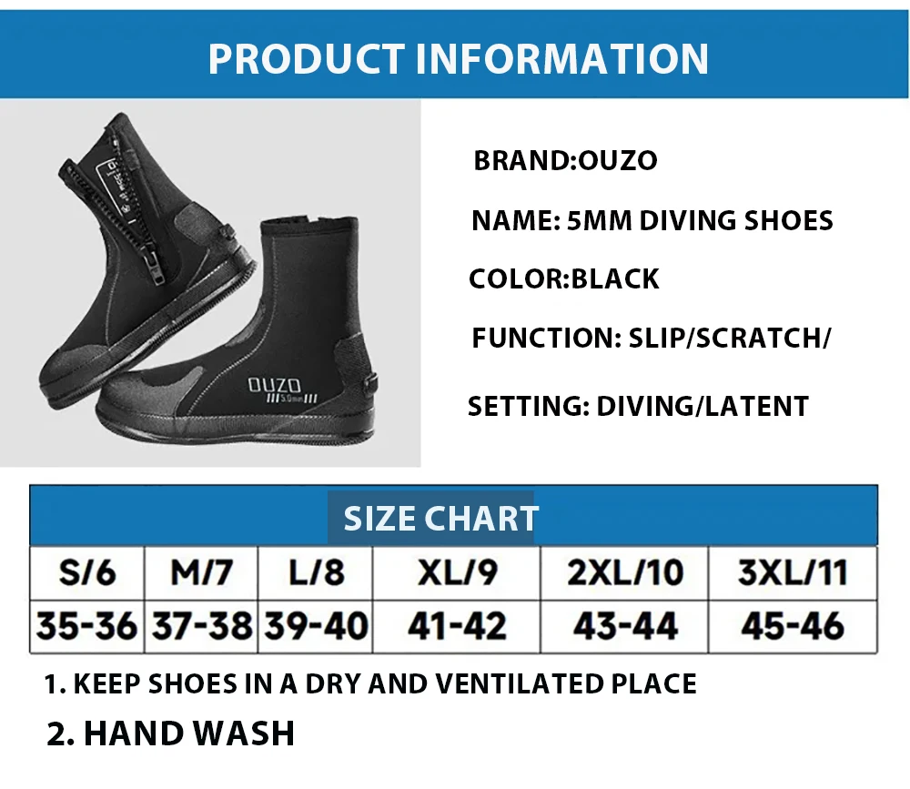 5mm Neoprene Diving Boots Non-Slip Sole Outdoor Sports Water Sports Diving Snorkeling Surfing Swimming Boating Boots