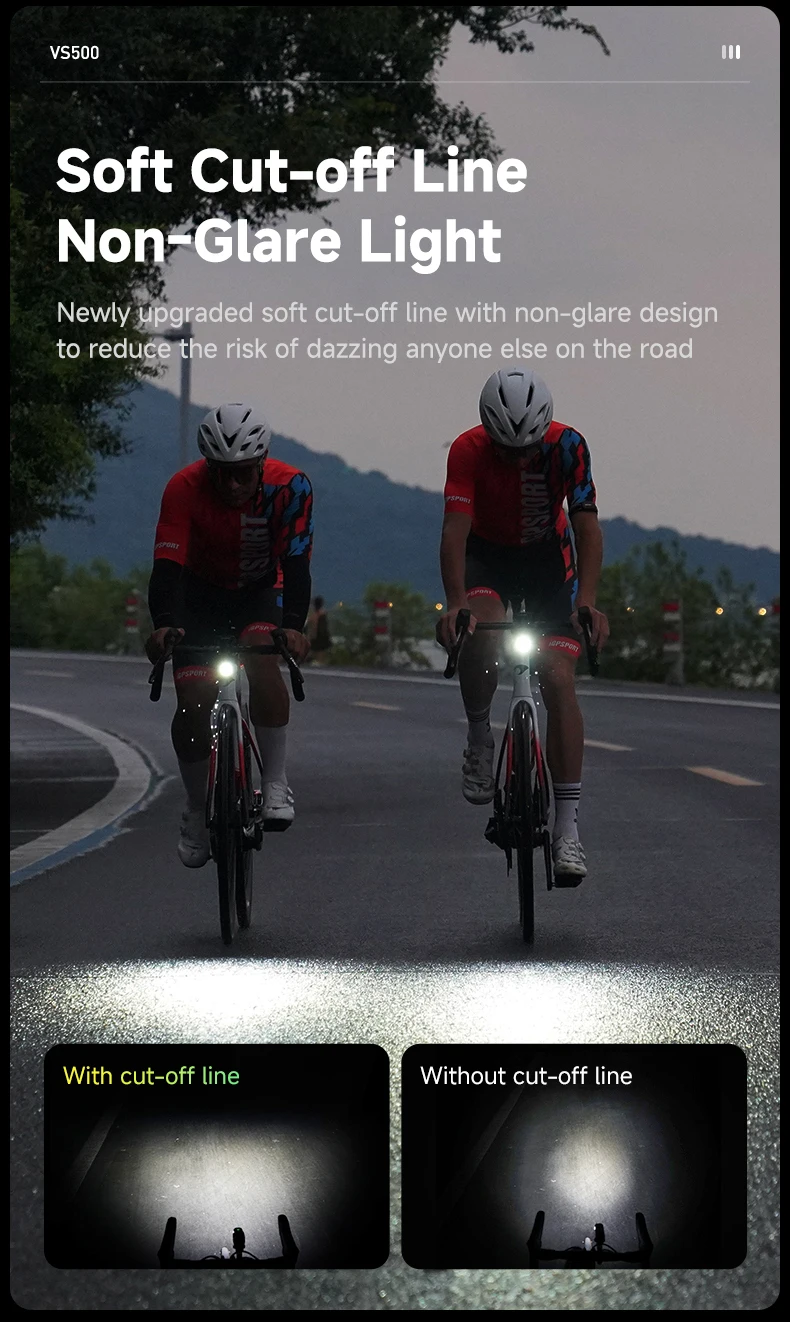 iGPSPORT VS500 Smart Bike Front Light 500 Lumen MTB Road Bike Lamp Headlight Cycling Flashlight Lantern Bike Accessories