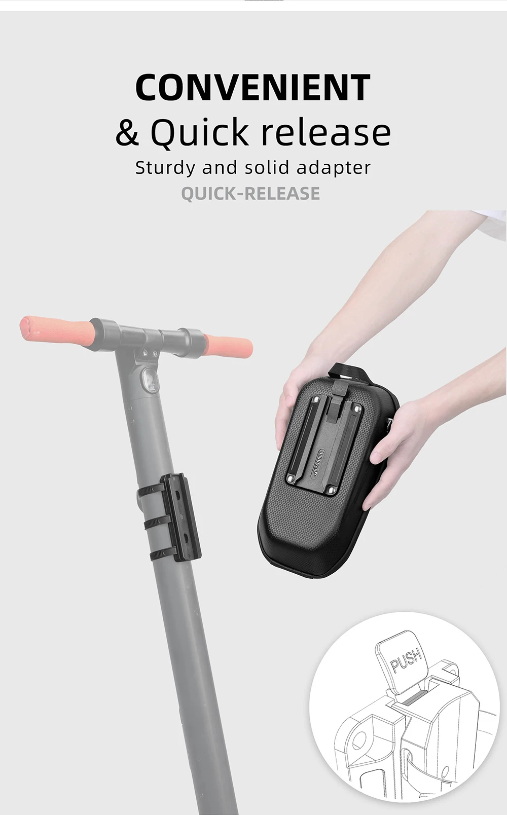 Rhinowalk Electric Scooter Front Bag Handlebar Water-Resistant Quick Release 4L EVA Big Capacity Universal For Xiaomi Scooter