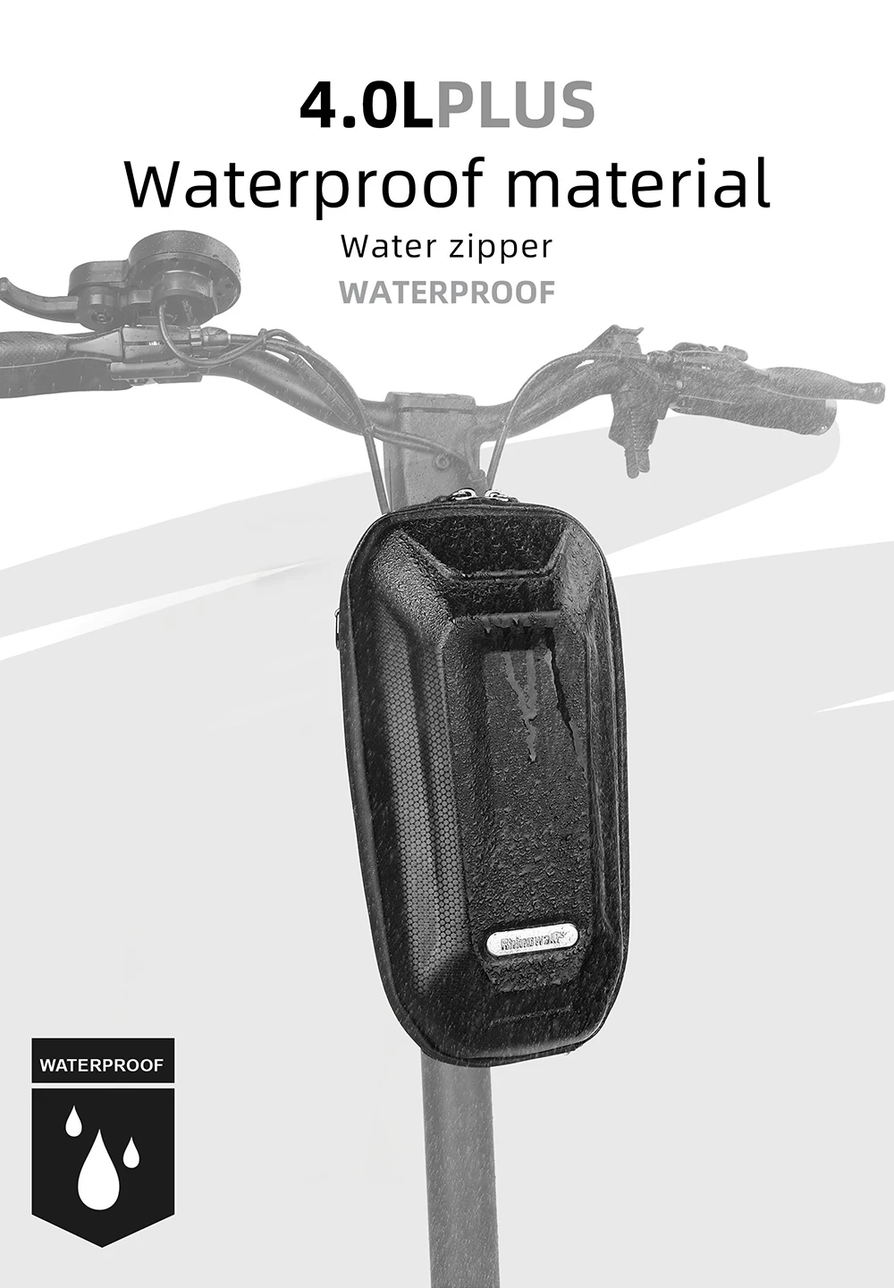 Rhinowalk Electric Scooter Front Bag Handlebar Water-Resistant Quick Release 4L EVA Big Capacity Universal For Xiaomi Scooter