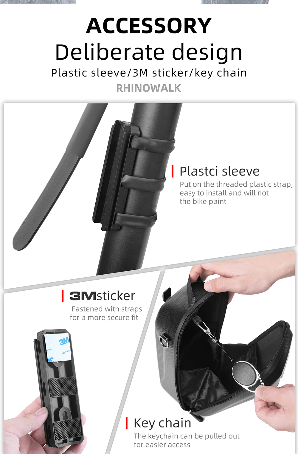 Rhinowalk Electric Scooter Front Bag Handlebar Water-Resistant Quick Release 4L EVA Big Capacity Universal For Xiaomi Scooter