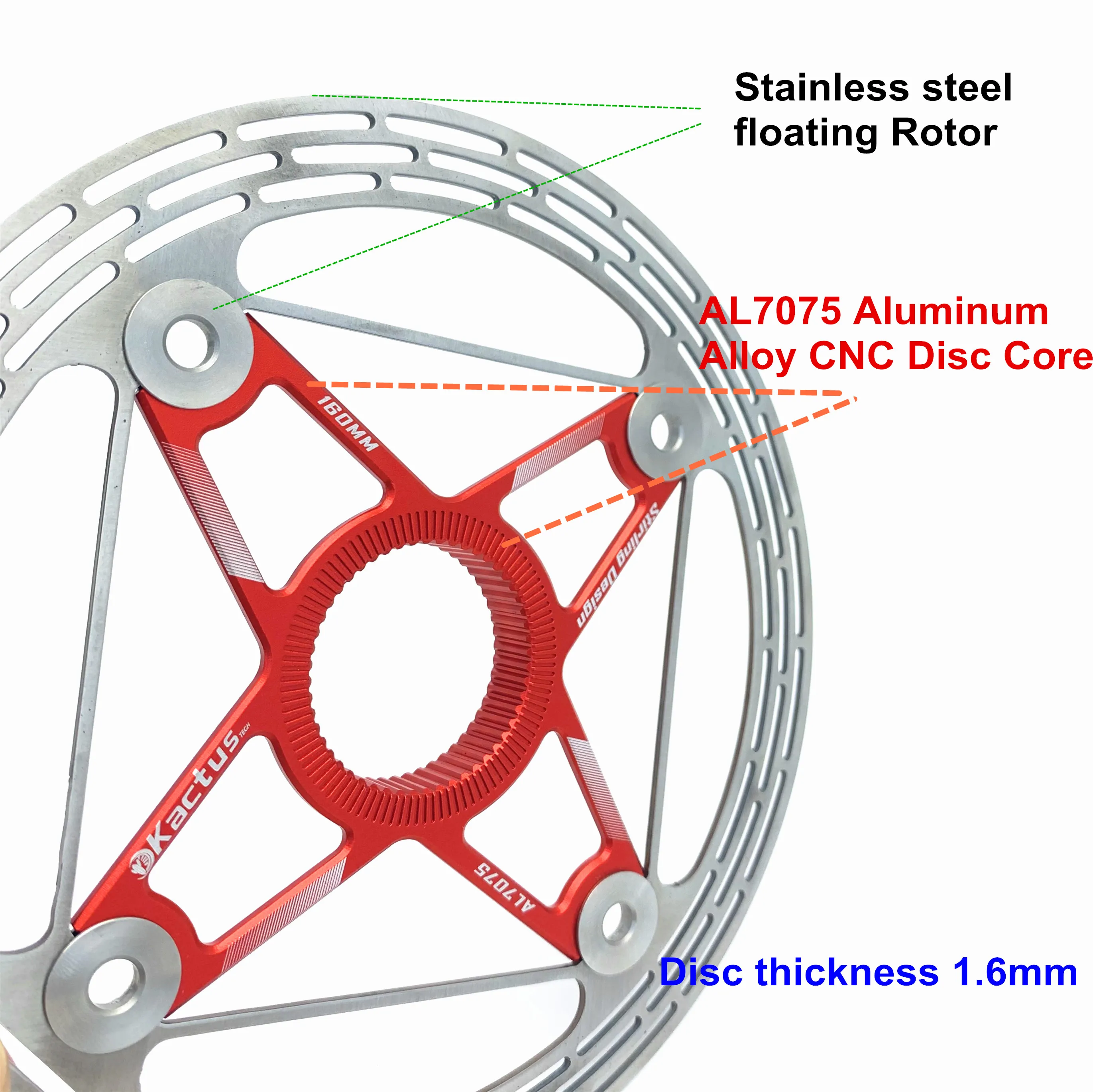 KACTUS Ultralight Bicycle Disc Brake Rotor 140/160mm Center Lock Thicken AL7505 Fast Cooling Disc Float Brake for Road MTB EBike