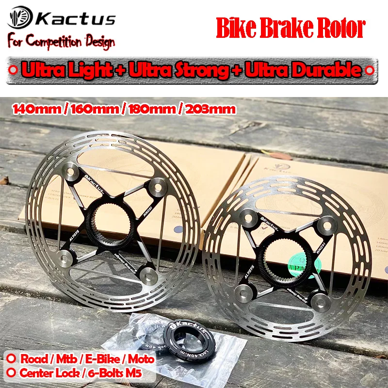 KACTUS Ultralight Bicycle Disc Brake Rotor 140/160mm Center Lock Thicken AL7505 Fast Cooling Disc Float Brake for Road MTB EBike