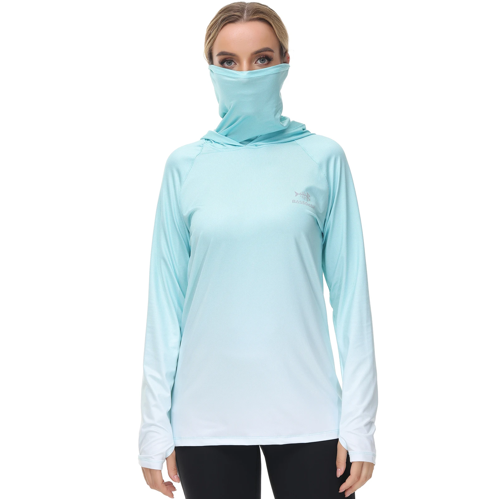Bassdash Women Fishing Hoodie UPF 50+ Shirt With Face Mask Thumb Holes Hiking Biking Casual Wear Keep Dry Breathable FS23W