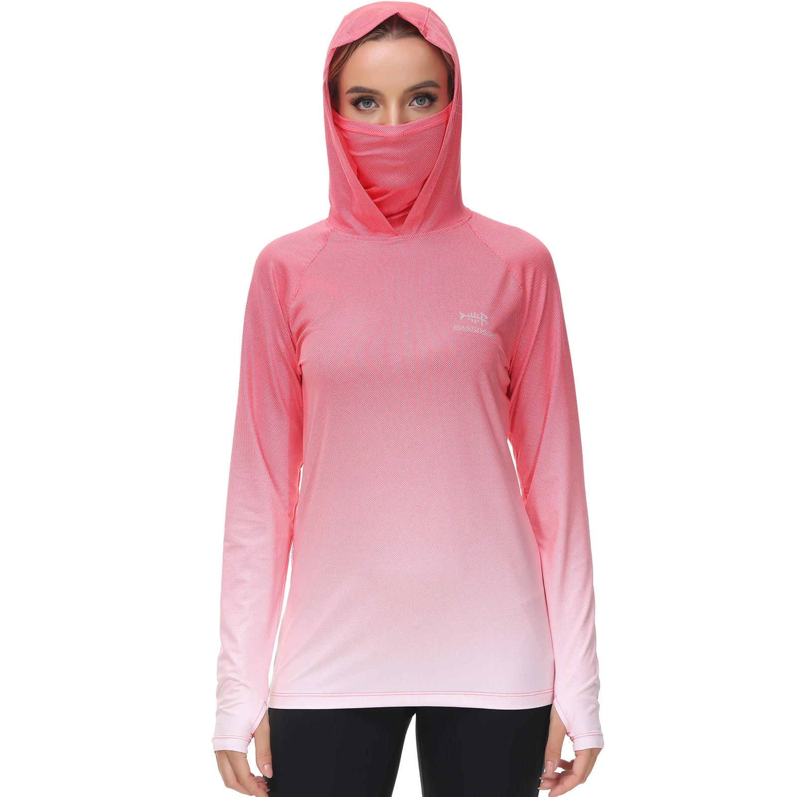 Bassdash Women Fishing Hoodie UPF 50+ Shirt With Face Mask Thumb Holes Hiking Biking Casual Wear Keep Dry Breathable FS23W