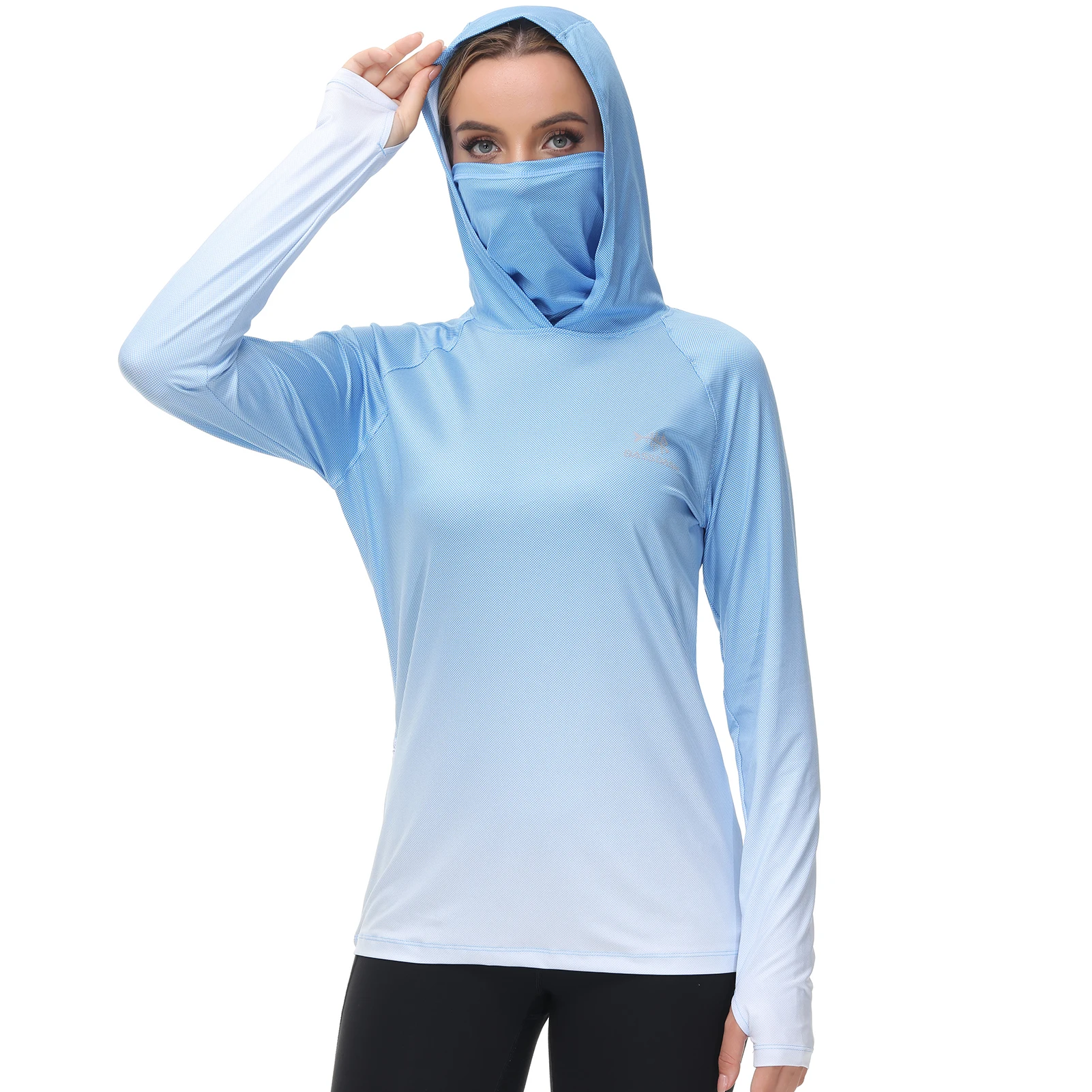 Bassdash Women Fishing Hoodie UPF 50+ Shirt With Face Mask Thumb Holes Hiking Biking Casual Wear Keep Dry Breathable FS23W