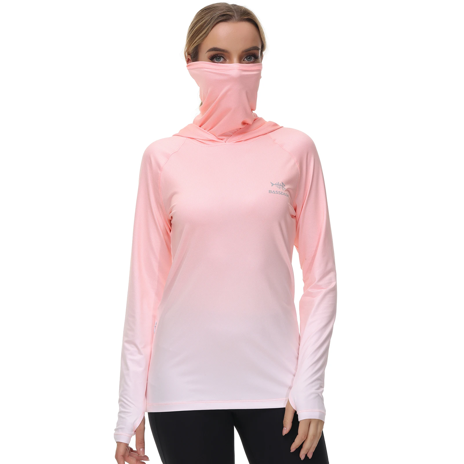 Bassdash Women Fishing Hoodie UPF 50+ Shirt With Face Mask Thumb Holes Hiking Biking Casual Wear Keep Dry Breathable FS23W