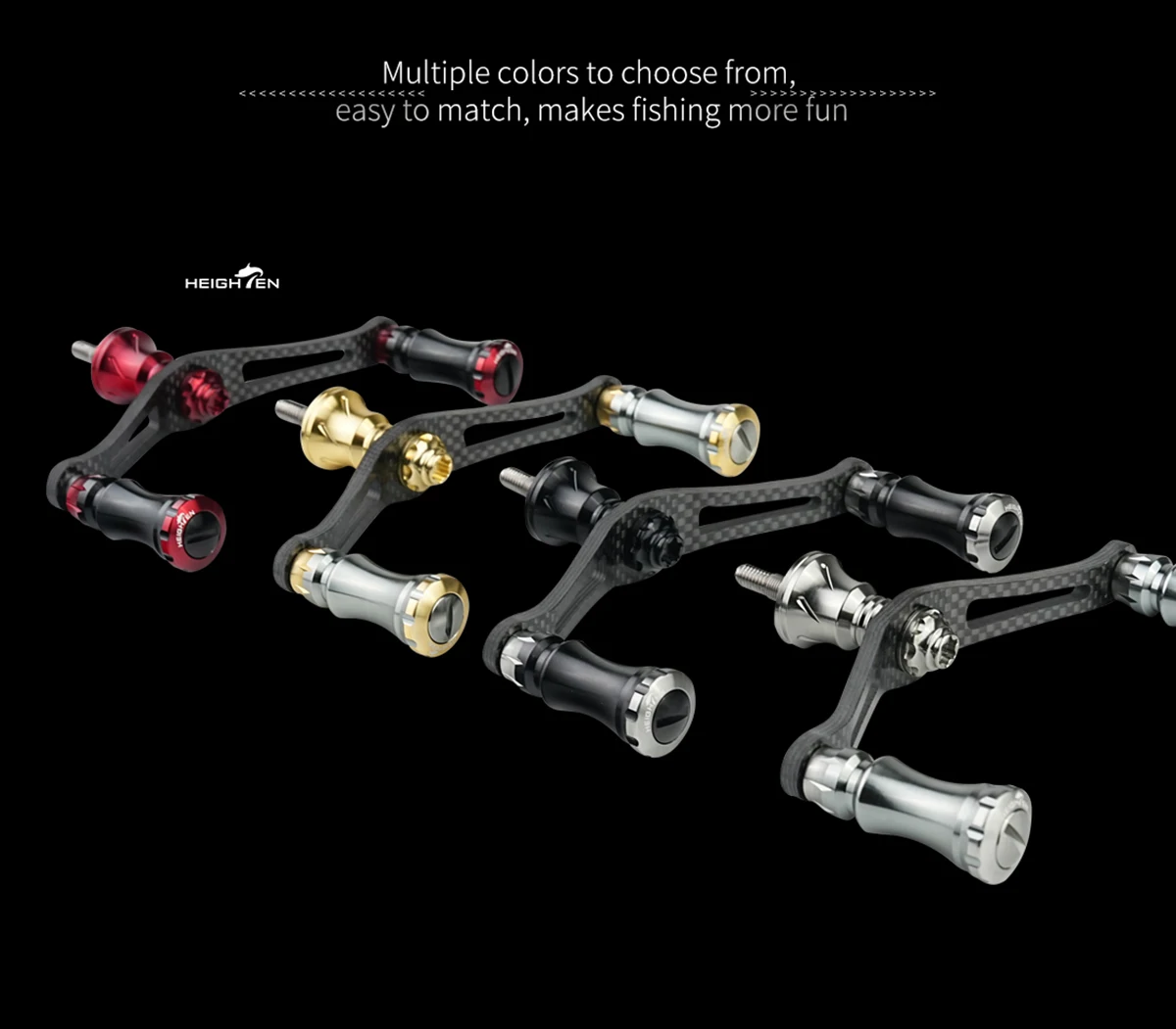 HIGHTEN Spinning Reel Dual Handle 90mm Axle Distance Carbon Fiber Material with Aluminum Alloy 15mm Diameter Knob Fits DAIWA and