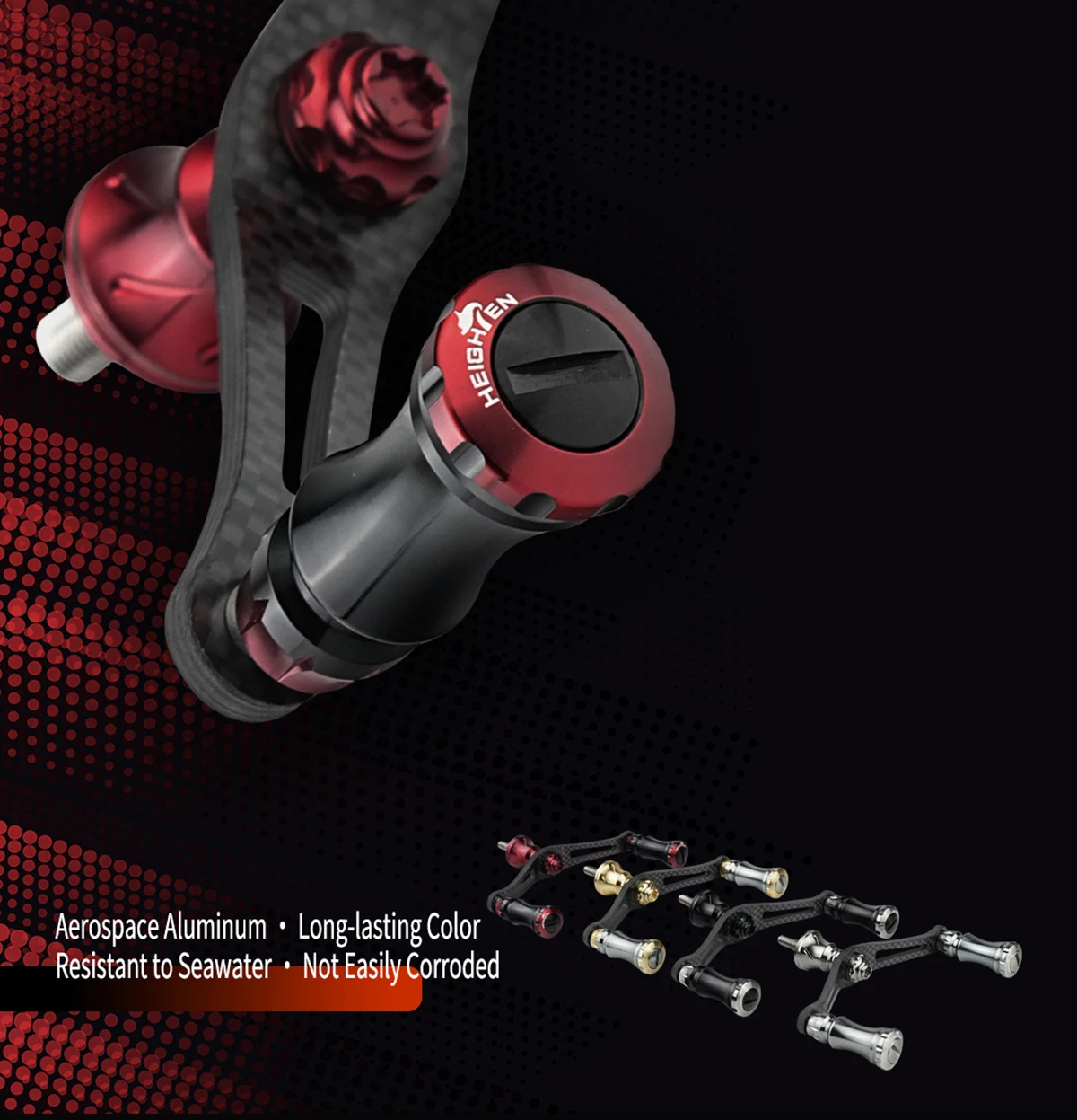 HIGHTEN Spinning Reel Dual Handle 90mm Axle Distance Carbon Fiber Material with Aluminum Alloy 15mm Diameter Knob Fits DAIWA and