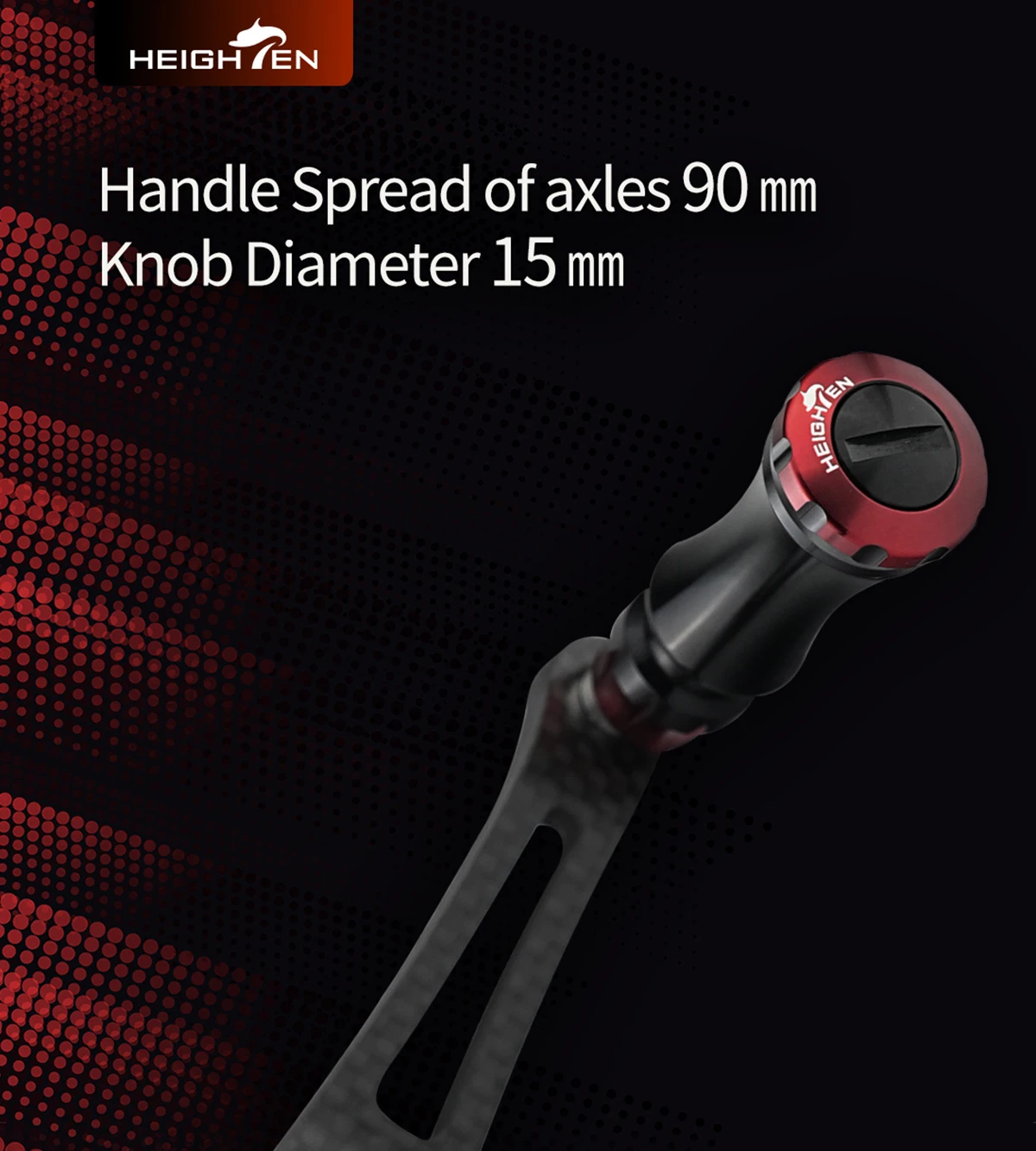 HIGHTEN Spinning Reel Dual Handle 90mm Axle Distance Carbon Fiber Material with Aluminum Alloy 15mm Diameter Knob Fits DAIWA and