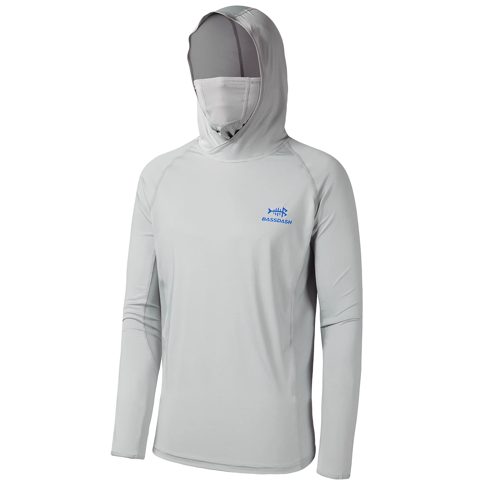 Bassdash UPF 50+ Men’s Long Sleeve Fishing Shirt with Mask UV Neck Gaiter Hoodie Keep Head Face Warm Outdoor Hiking Running