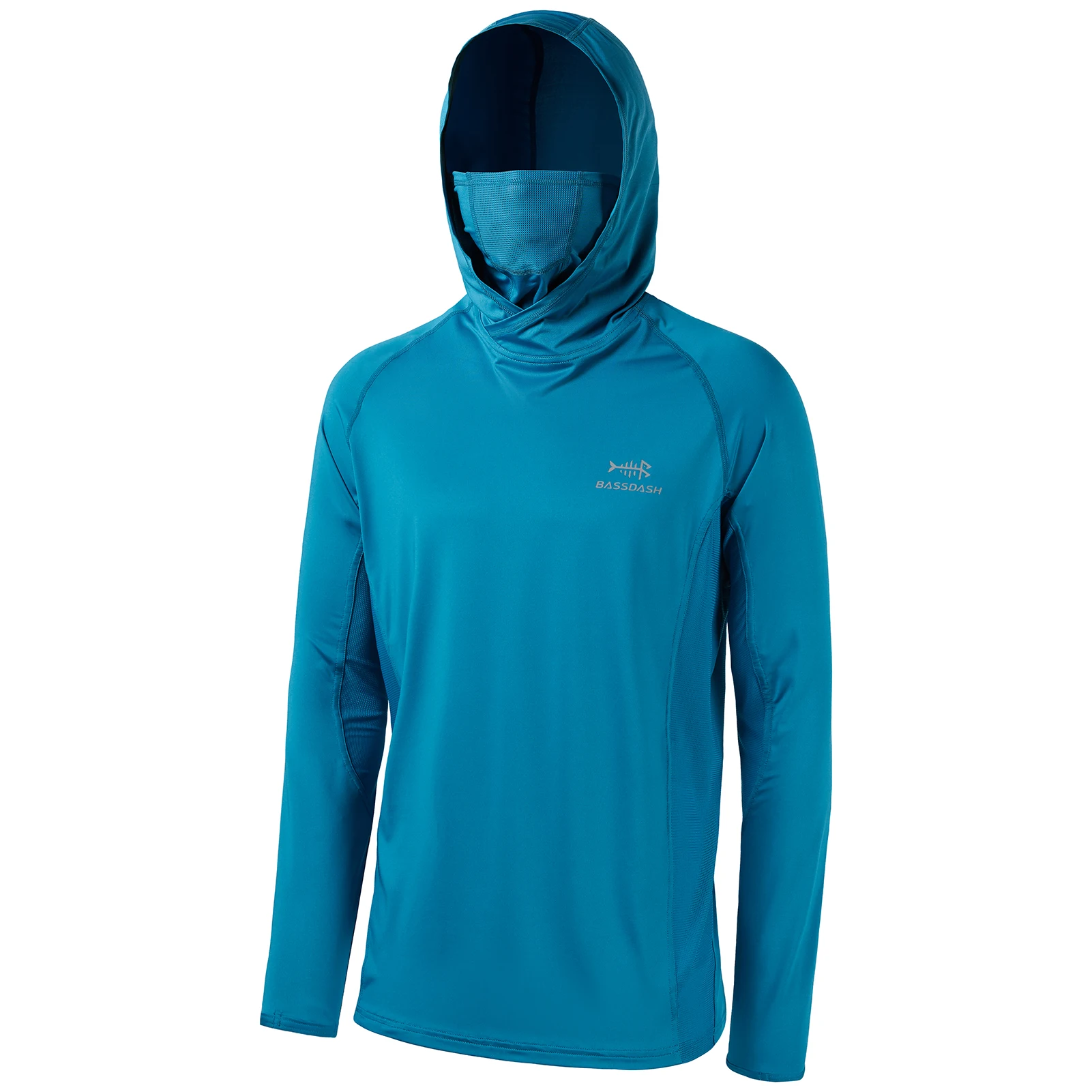Bassdash UPF 50+ Men’s Long Sleeve Fishing Shirt with Mask UV Neck Gaiter Hoodie Keep Head Face Warm Outdoor Hiking Running