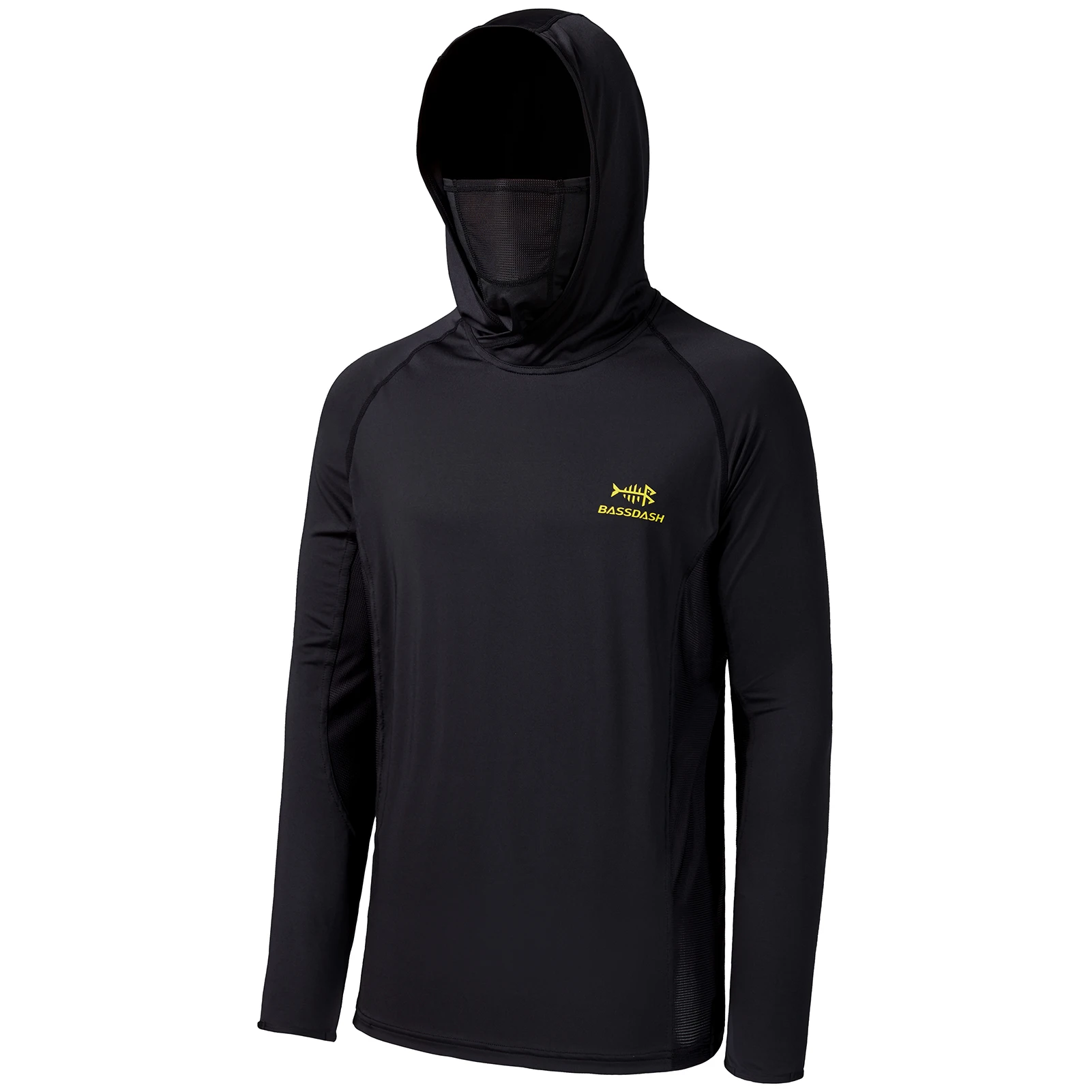 Bassdash UPF 50+ Men’s Long Sleeve Fishing Shirt with Mask UV Neck Gaiter Hoodie Keep Head Face Warm Outdoor Hiking Running