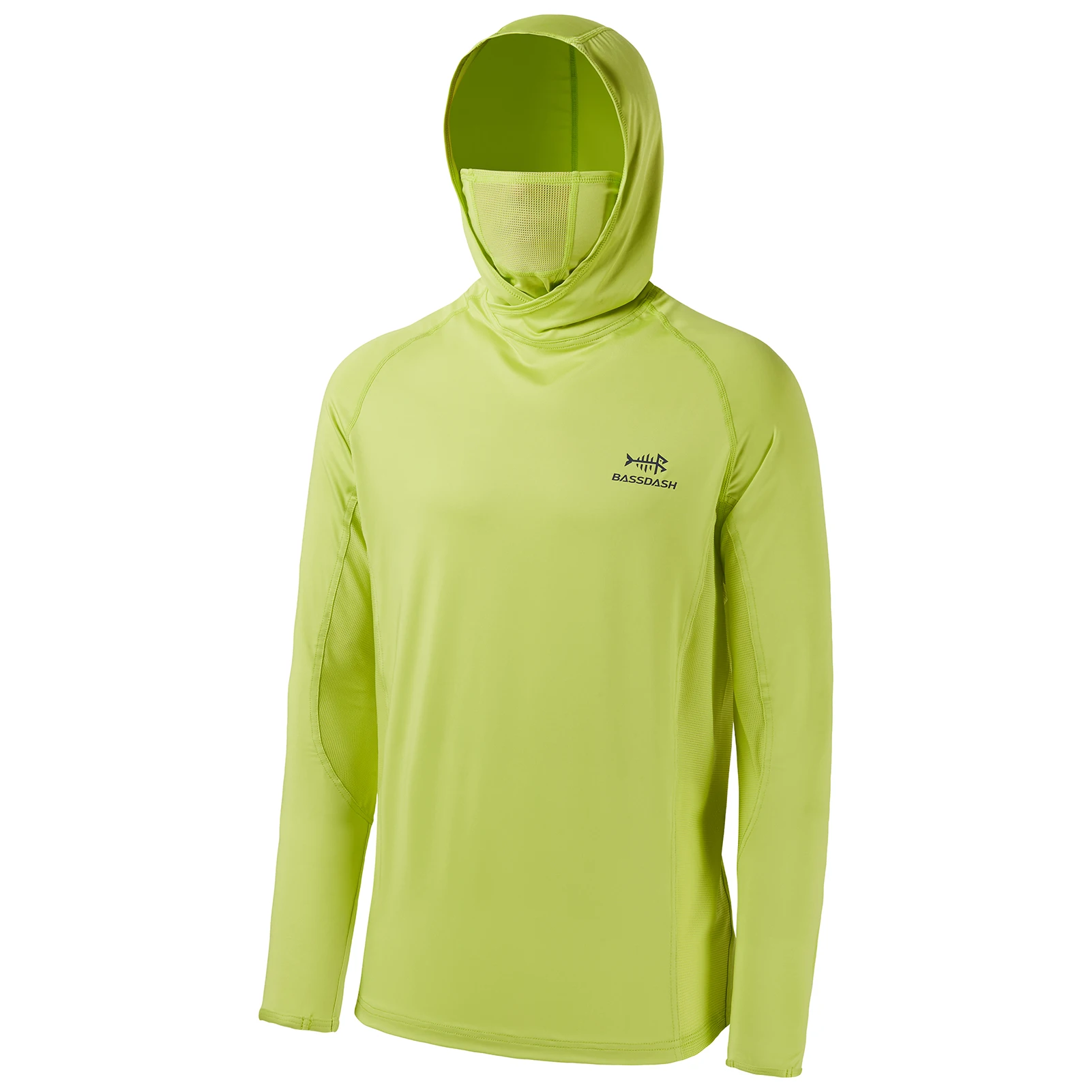 Bassdash UPF 50+ Men’s Long Sleeve Fishing Shirt with Mask UV Neck Gaiter Hoodie Keep Head Face Warm Outdoor Hiking Running
