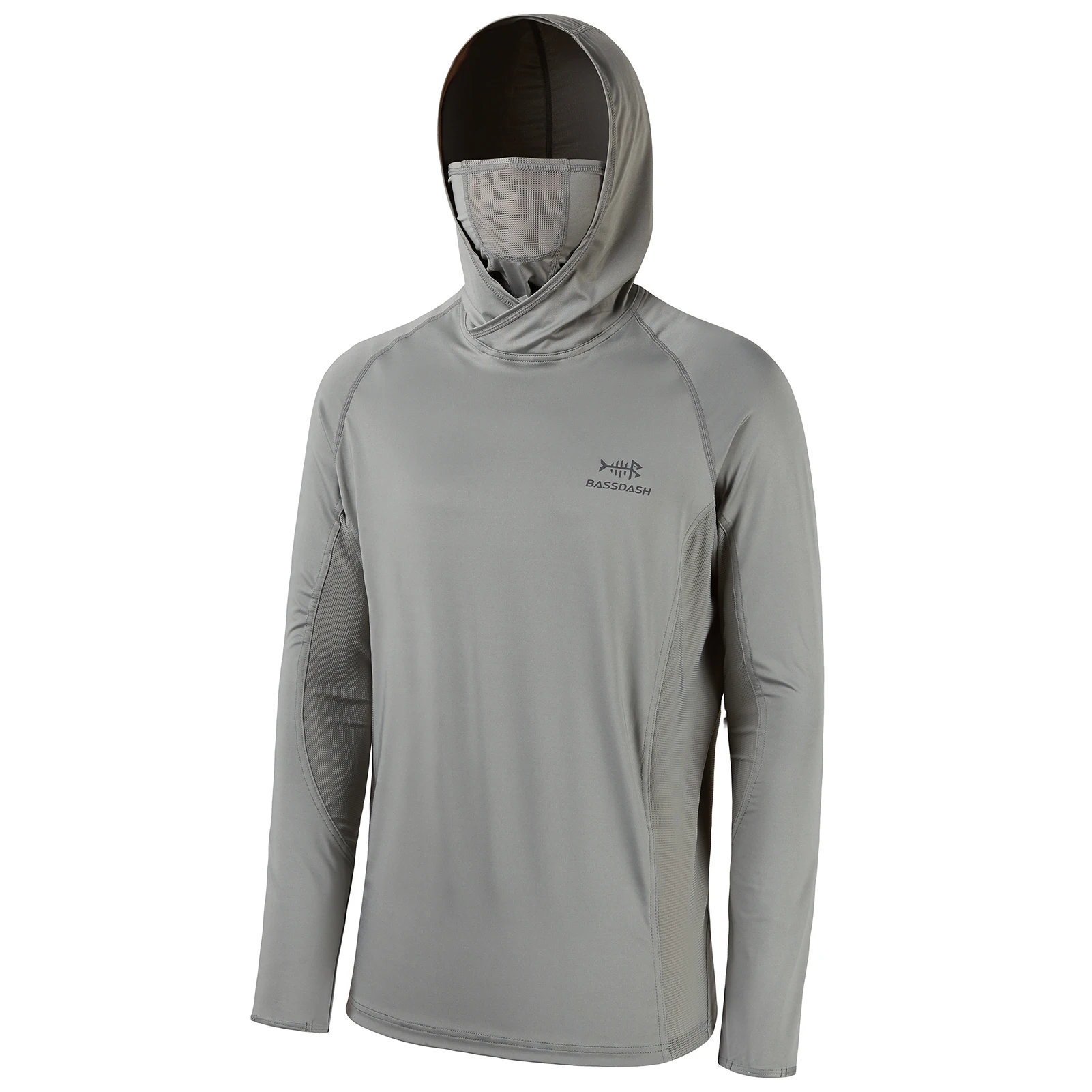 Bassdash UPF 50+ Men’s Long Sleeve Fishing Shirt with Mask UV Neck Gaiter Hoodie Keep Head Face Warm Outdoor Hiking Running